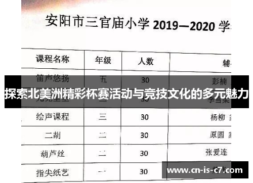 探索北美洲精彩杯赛活动与竞技文化的多元魅力 探索北美洲精彩杯赛活动与竞技文化的多元魅力